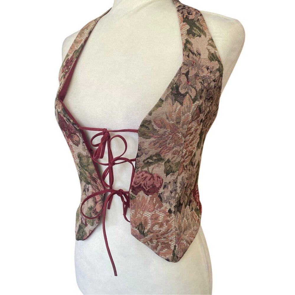 NEW Windsor Adore You Floral Tapestry Lace Up Vest XS Fairy Ren Faire Medieval - Picture 3 of 10